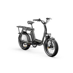 Nouveau vélo électrique cargo Elwing Ritmic Jumbo Cargo longtail, gris charbon.
