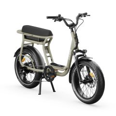 Nouveau vélo électrique cargo Elwing Yuvi 2 biplace vert, (fourche hydraulique).