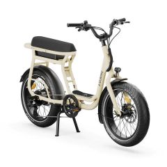 Nouveau vélo électrique cargo Elwing Yuvy 2 biplace Beige, (fourche rigide).